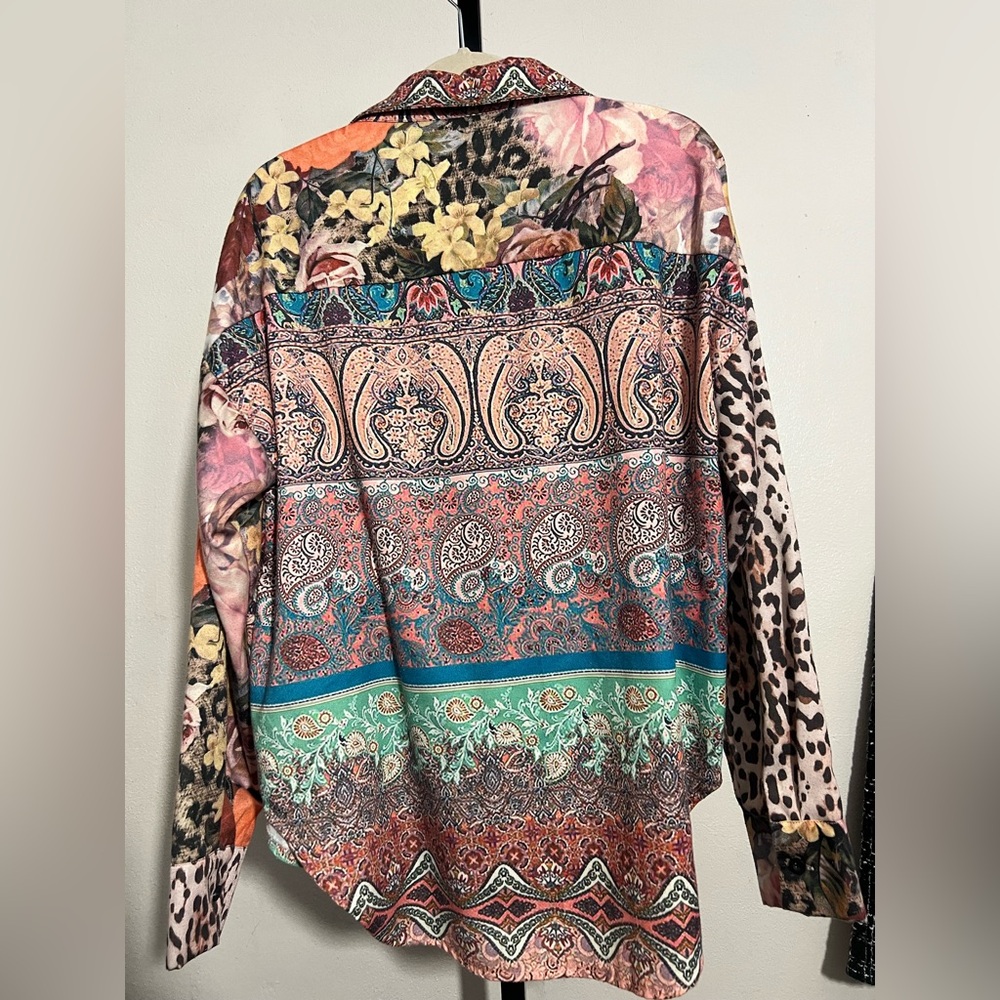 Missguided Multicolor Patchwork Animal Print Shir… - image 6